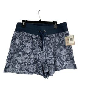 The Sweatshirt Project Floral Print Womens Shorts Plus Size 1X Blue Cotton Blend